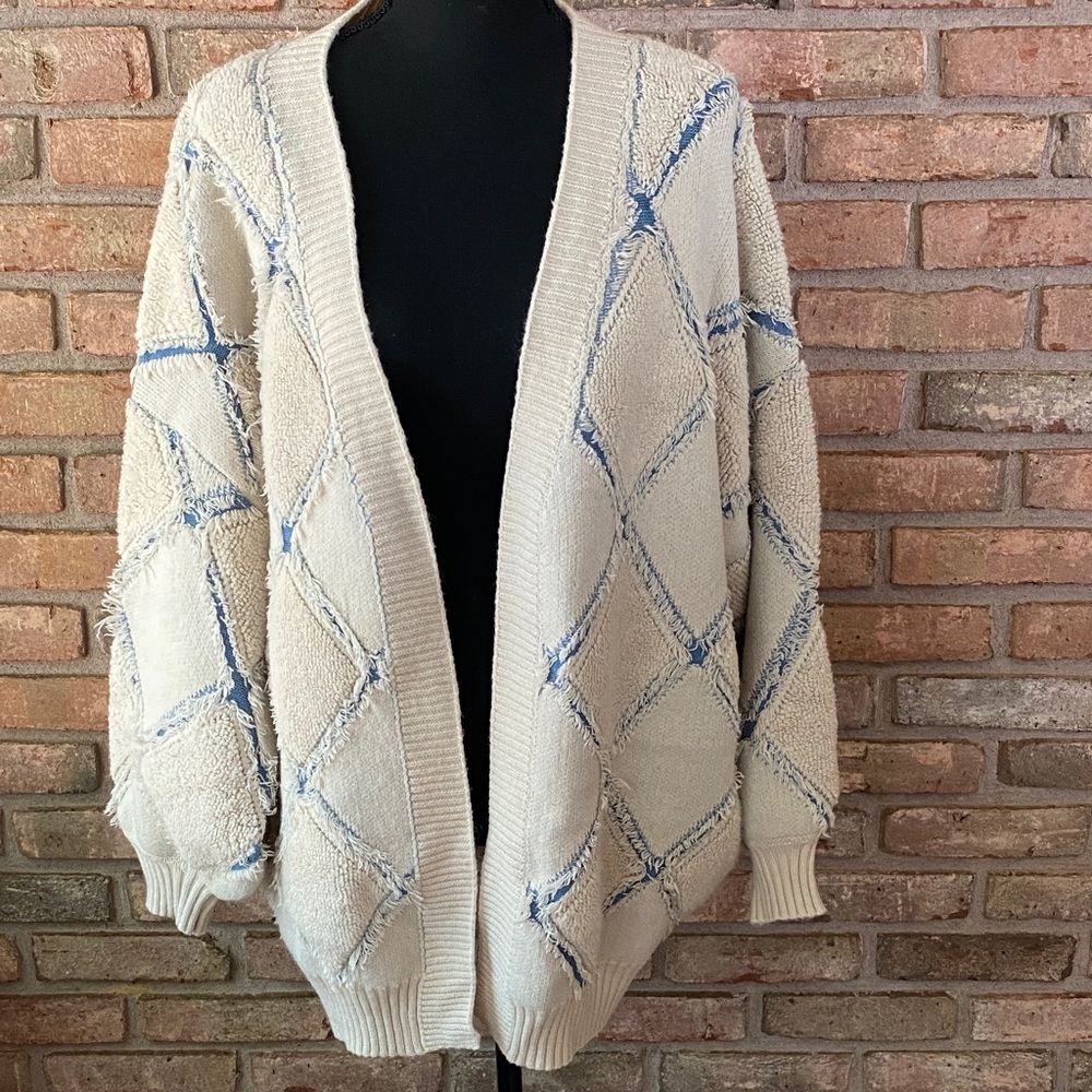 Cozy Cream and Blue Women's Sweater